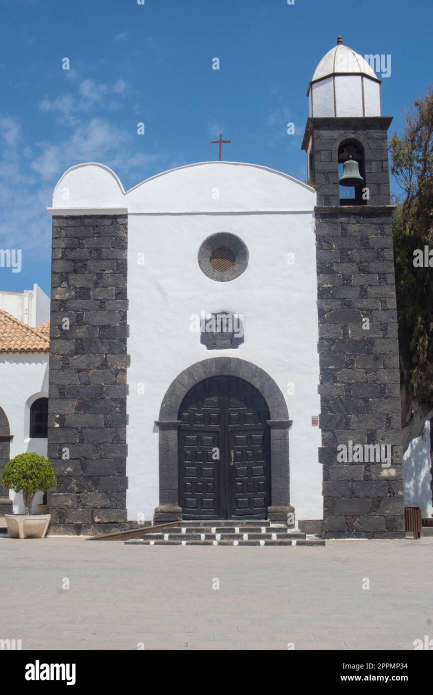 View on the church of San Bartolome, a village on the Canary Island of Lanzarote, Spain. Stock Photo
