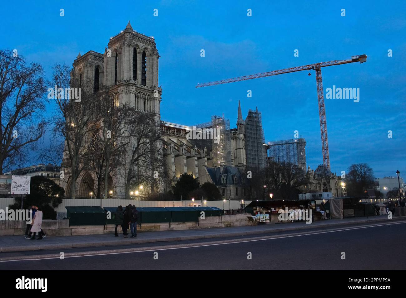 Notre Dame de Paris during reconstruction work. Stock Photo