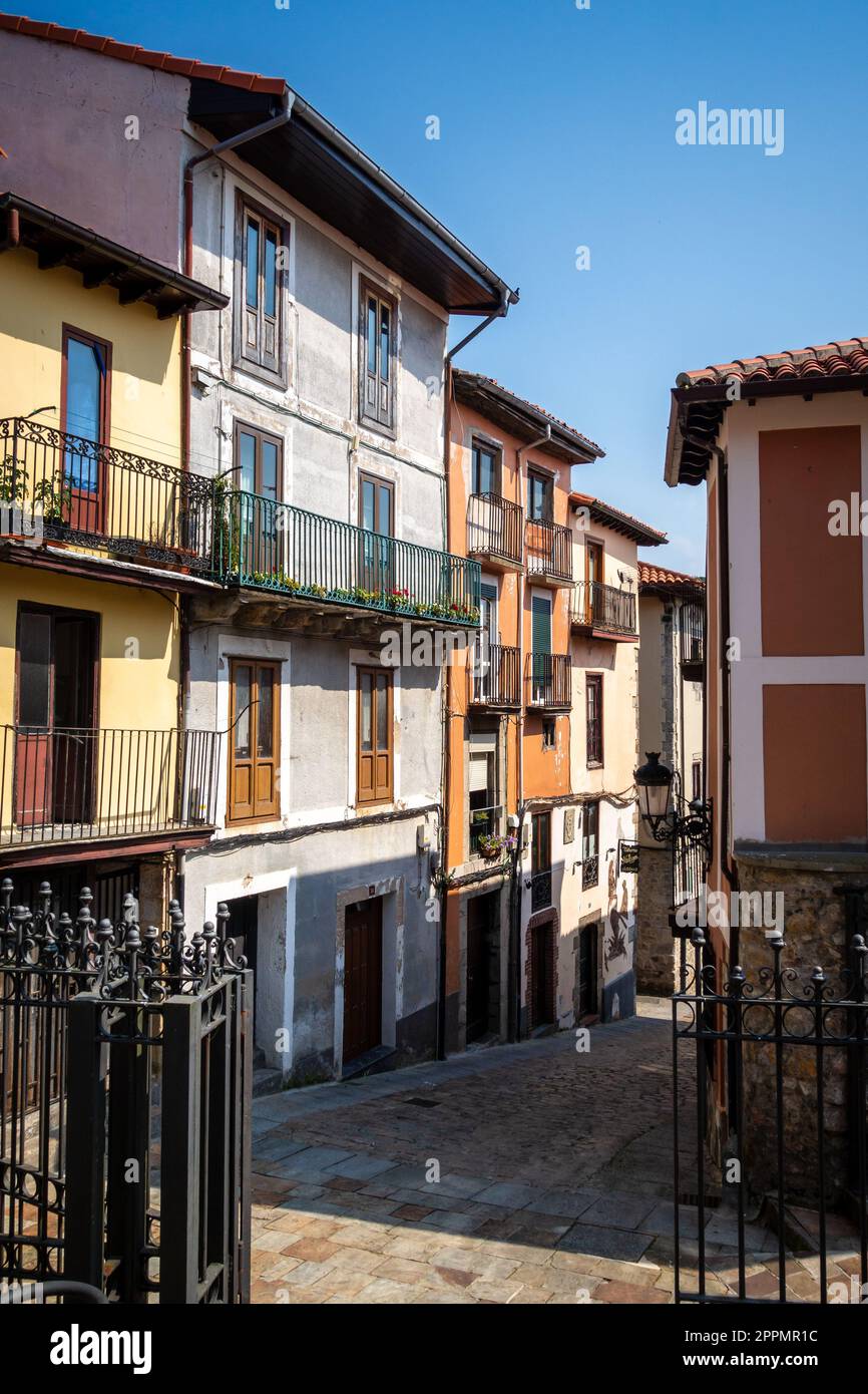 Traditional houses in old town, Laredo, Cantabria, Spain Stock Photo