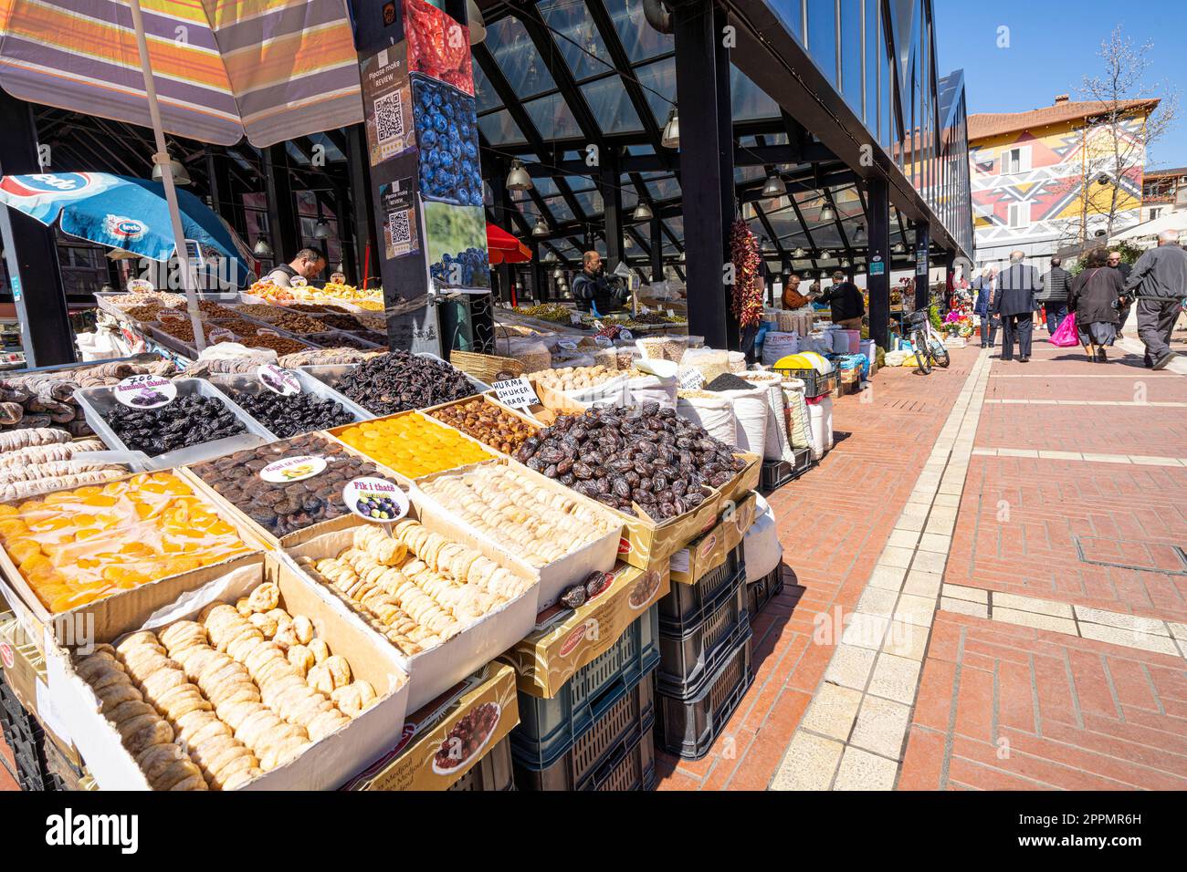 Pazari i Ri market in Tirana, Albania Stock Photo