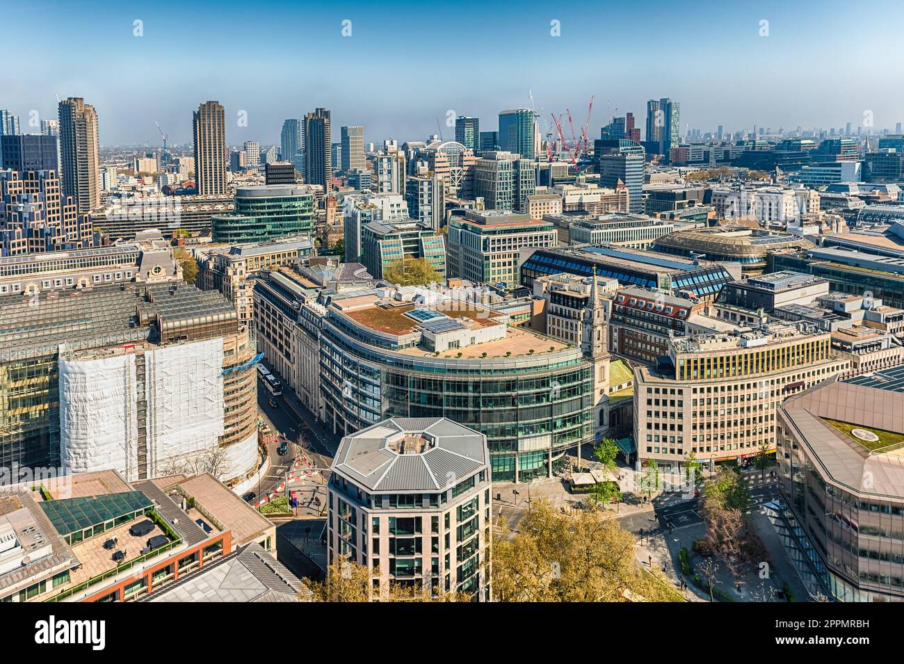Aerial view with the city skyline of London, England, UK Stock Photo