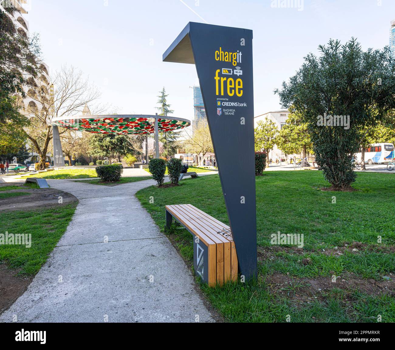 free mobile phone charging in Tirana, Albania Stock Photo