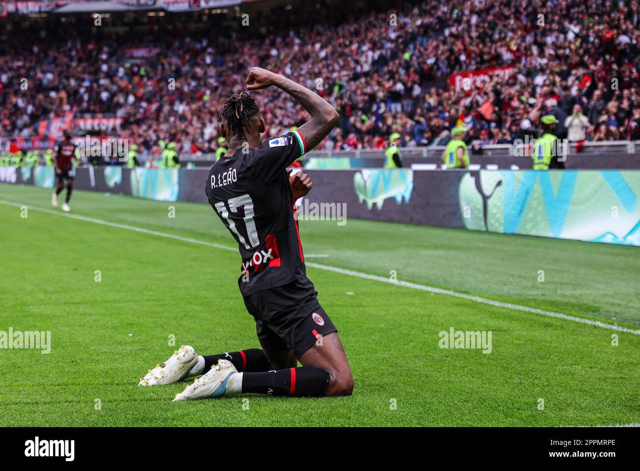 Rafael Leao of AC Milan celebrates after scoring a goal during Serie A ...