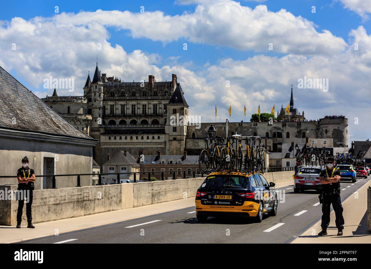 Amboise, France July 1,2021 Image of the car of Team JumboVisma