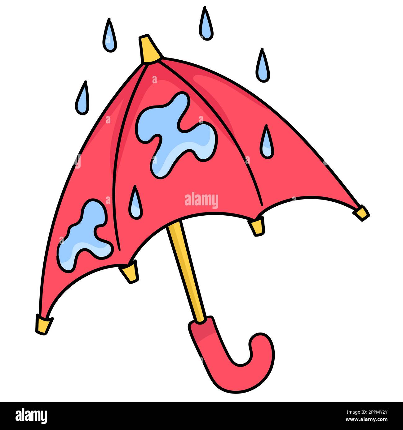 the umbrella is wet with rain doodle kawaii. doodle icon image Stock ...