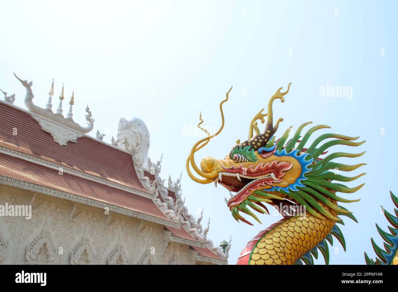 Chinese temple with dragons wat Hyua Pla Kang in Chiang Rai Stock Photo ...