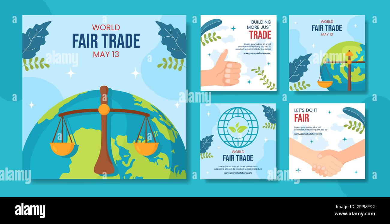 World Fair Trade Day Social Media Post Flat Cartoon Hand Drawn Templates Background Illustration