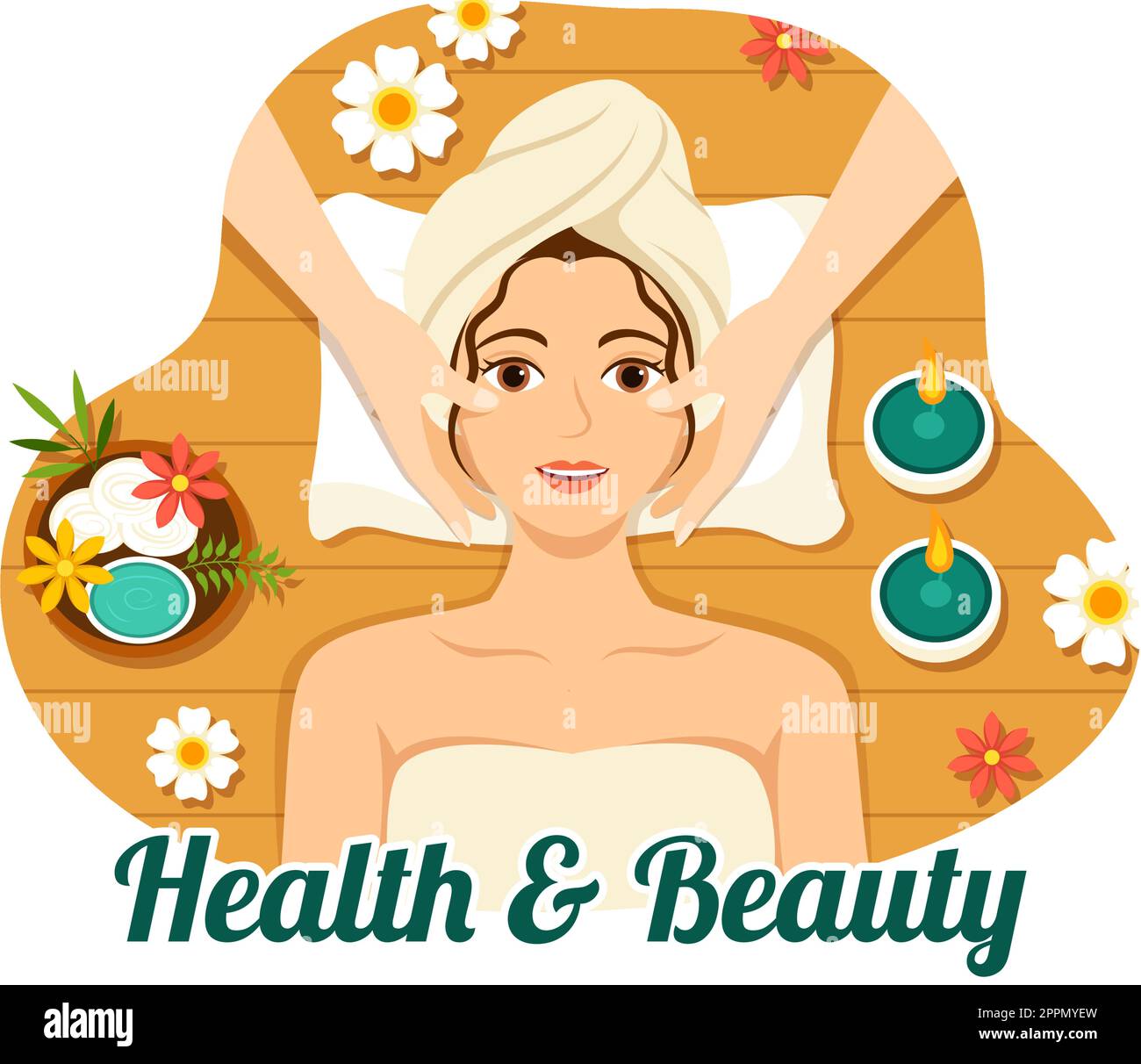 Beauty and Health Illustration with Natural Cosmetics and Eco Products