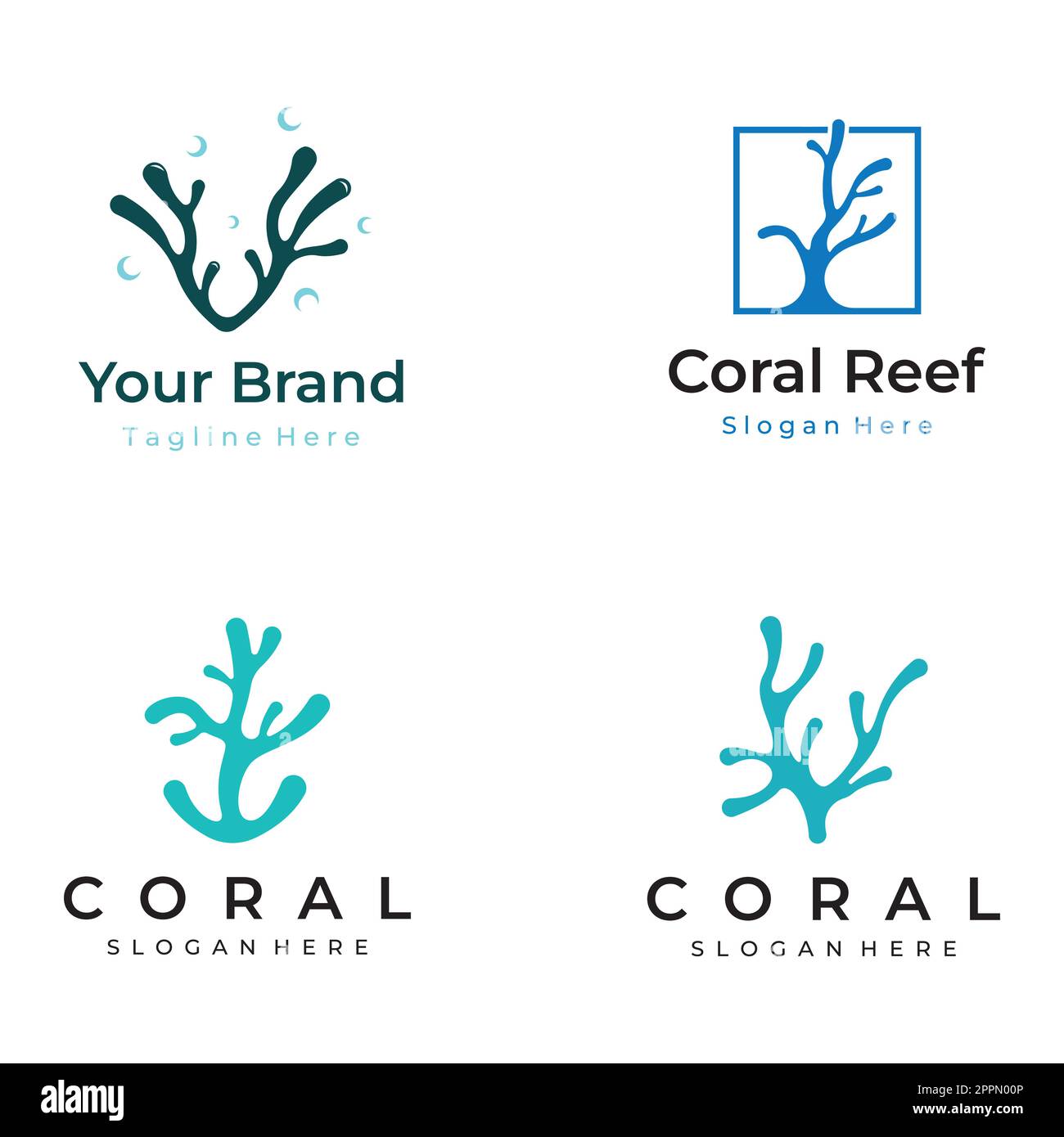Beautiful colorful underwater natural coral reef logo creative design