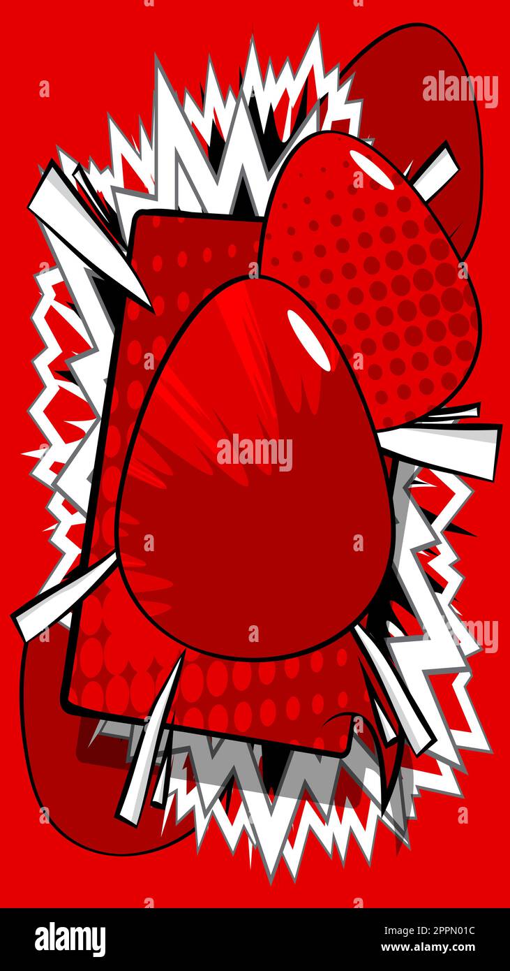 Comic Book Easter background with red eggs and background Stock Vector