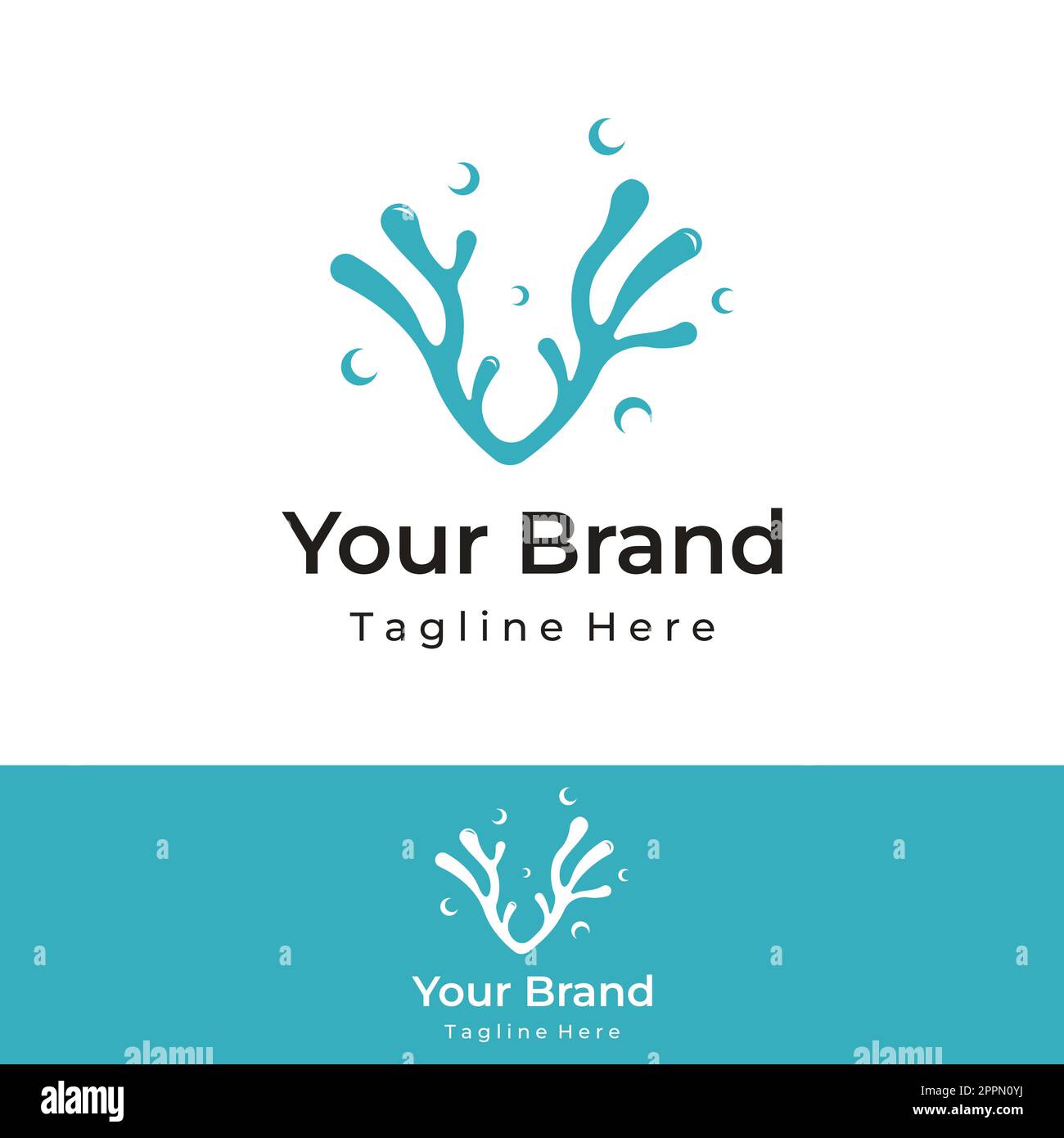 Beautiful colorful underwater natural coral reef logo creative design