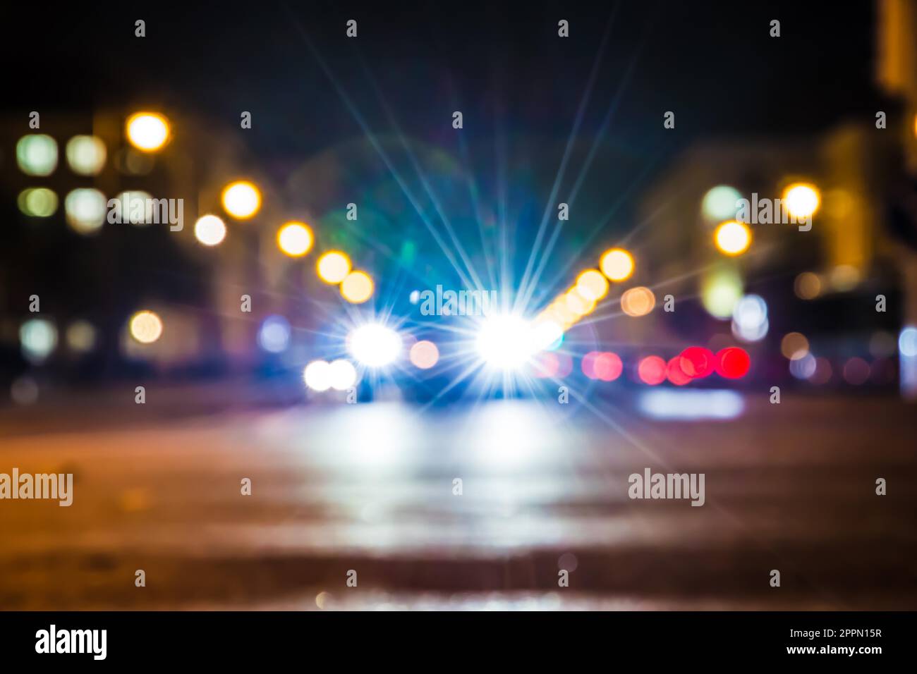 Diffuse traffic lights out of focus Stock Photo