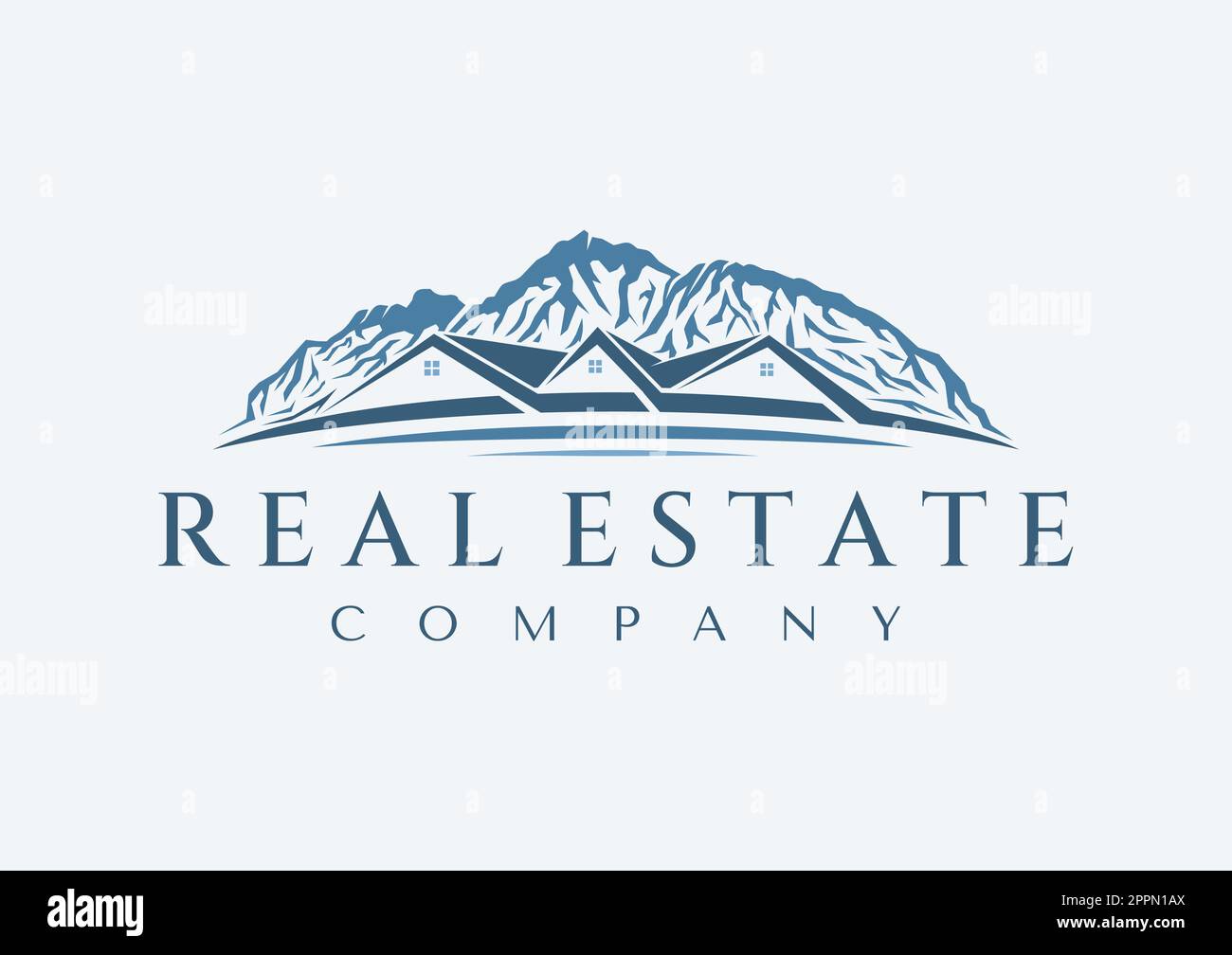Elegant mountain home logo design branding. Luxury peak house logo