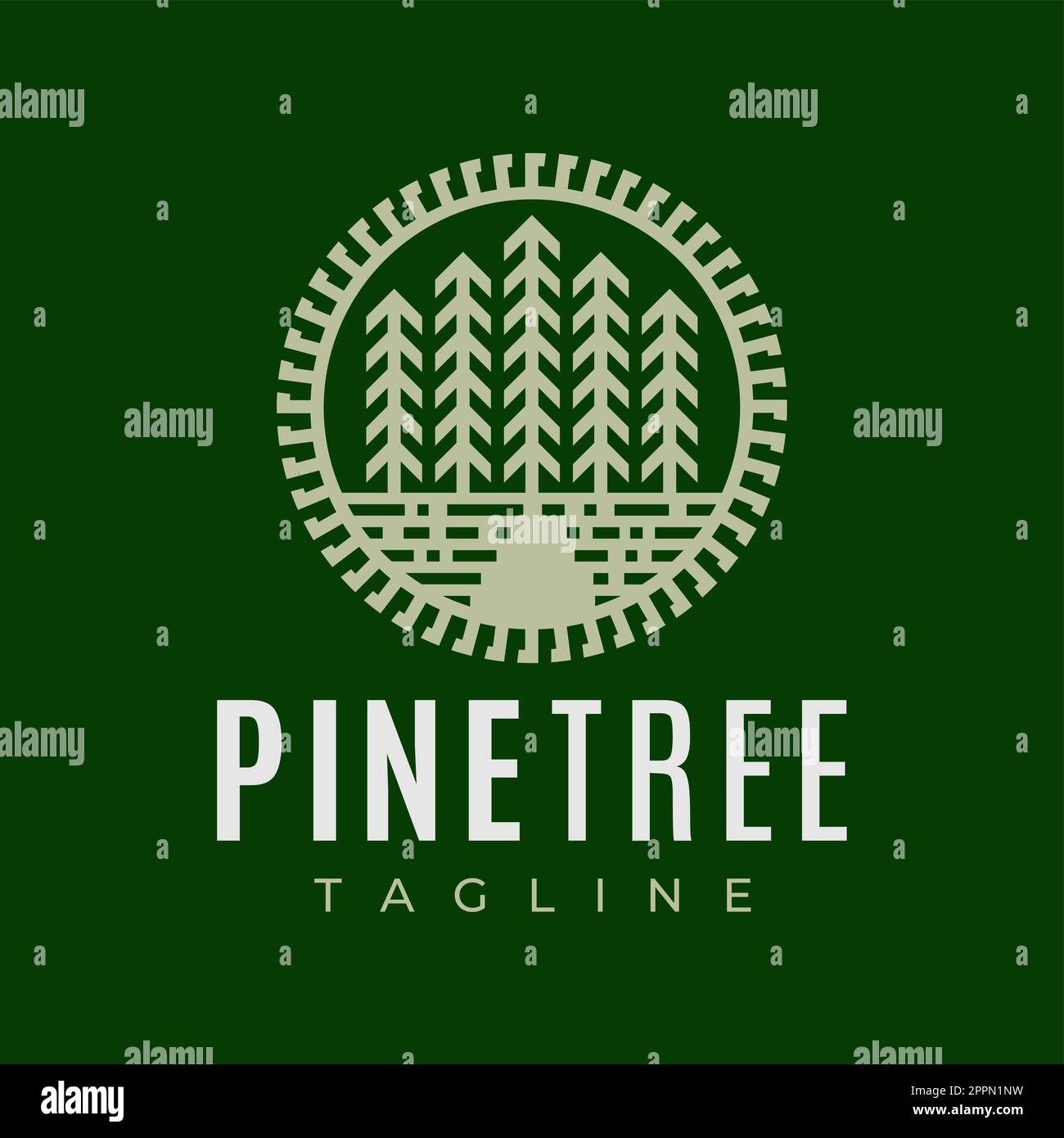 Vintage pine tree logo design template. Retro landscape forest logo ...