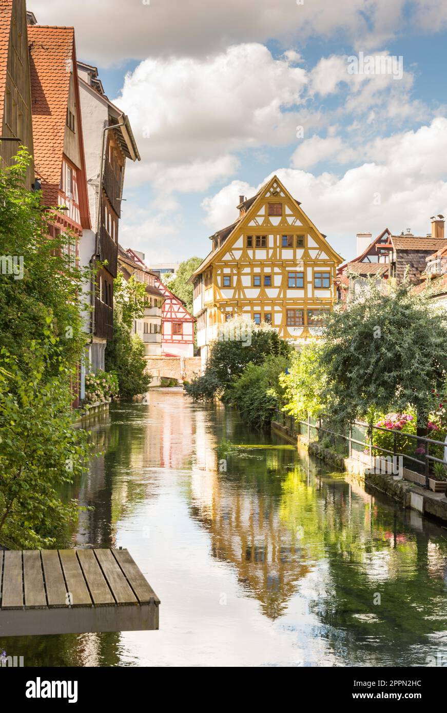 The historic Fischerviertel (fishermen's quarter) in the historic old town of Ulm Germany Stock Photo