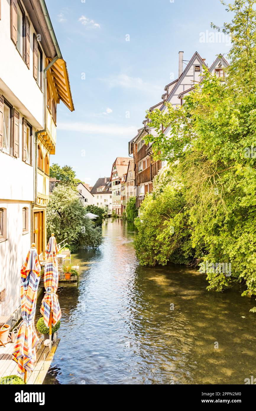 The historic Fischerviertel (fishermen's quarter) in the historic old town of Ulm Germany Stock Photo