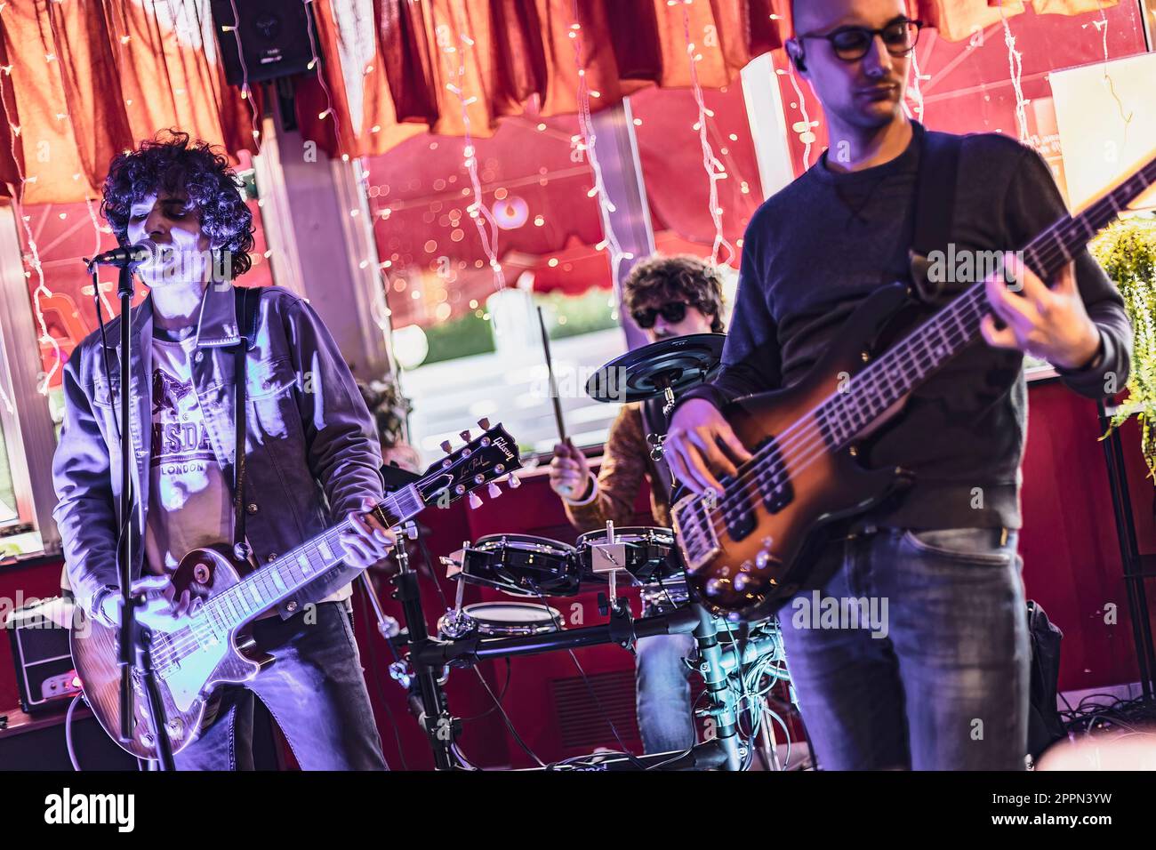 Milan, Italy 24 april 2023 Energetic live performance of a talented