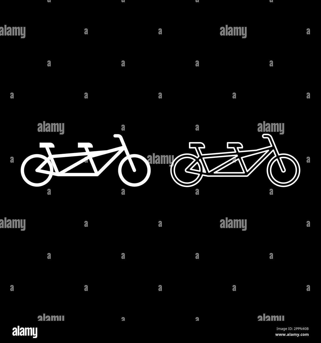 Tandem bicycle bike set icon white color vector illustration image