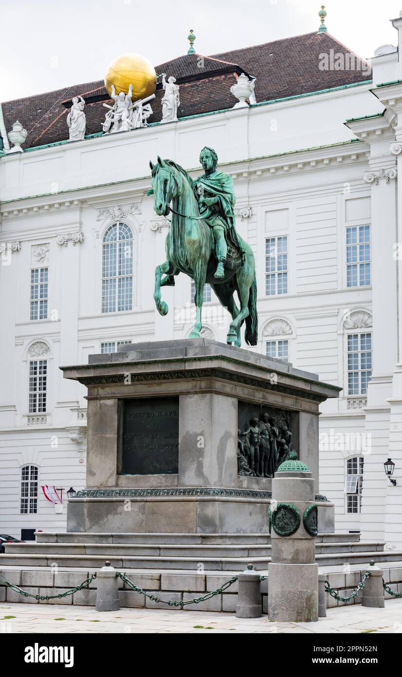 Equestrian statue and monument of Emperor Joseph II at the Josefsplatz in Vienna, built by Franz Anton von Zauner between 1795 and 1807 Stock Photo