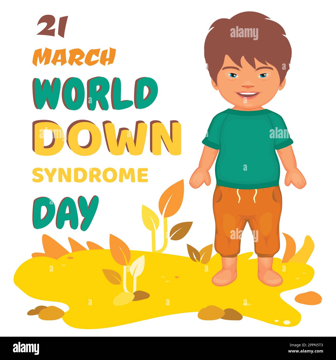 World Down Syndrome Day. disabled kid complex disorders. vector