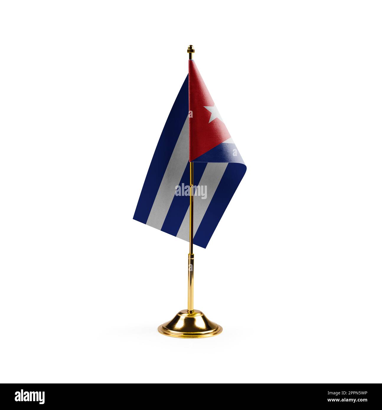 Small national flag of the Cuba on a white background. Stock Photo