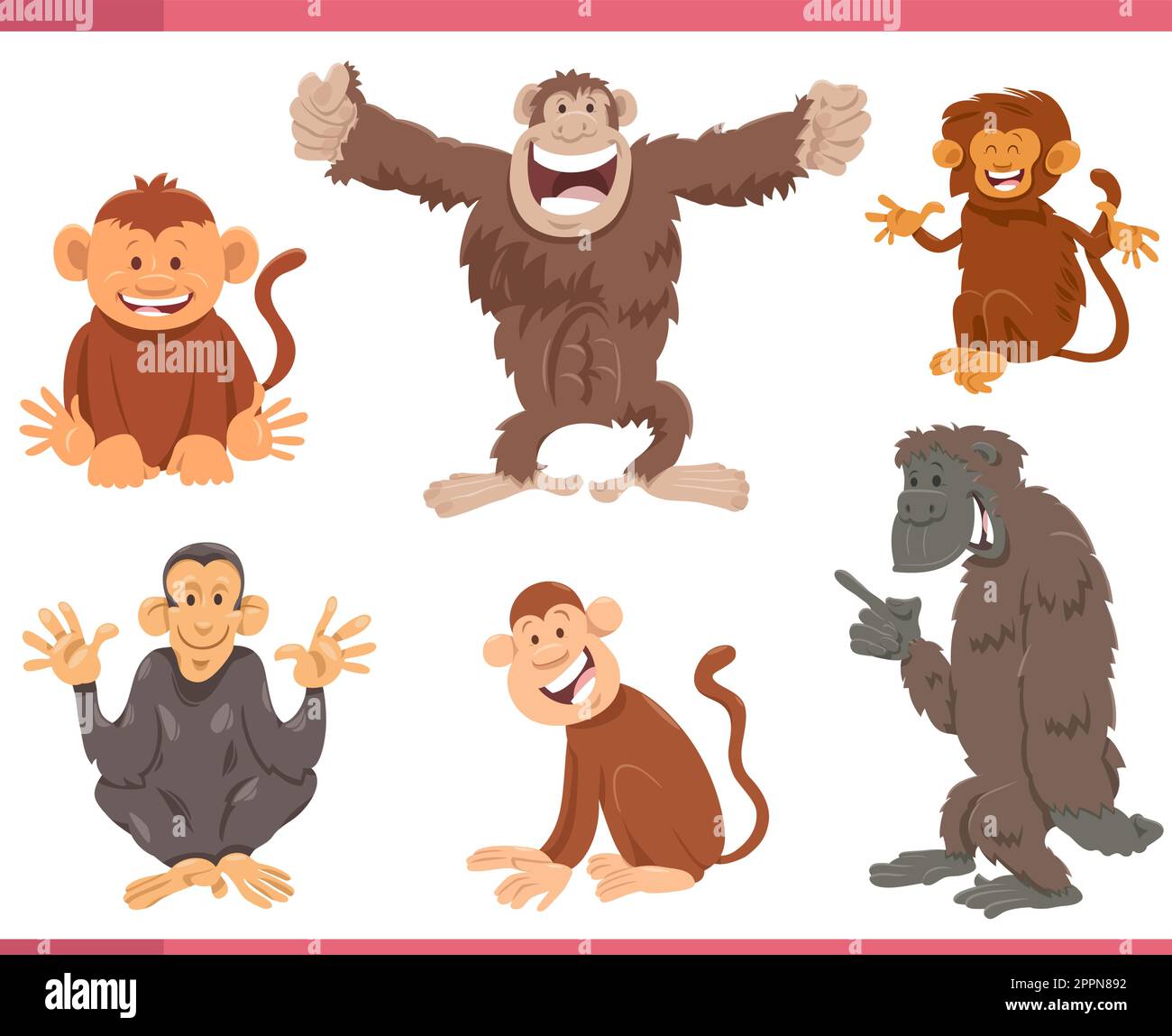 funny cartoon monkeys and apes animal characters set Stock Vector Image ...