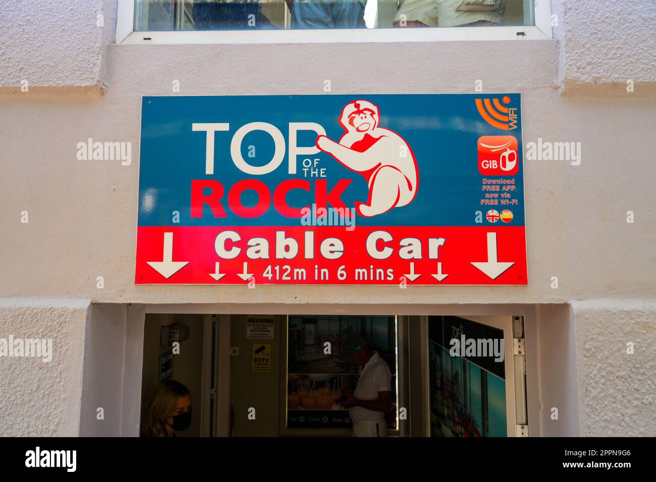Entrance sign to the Top of the Rock cable car station climbing to the