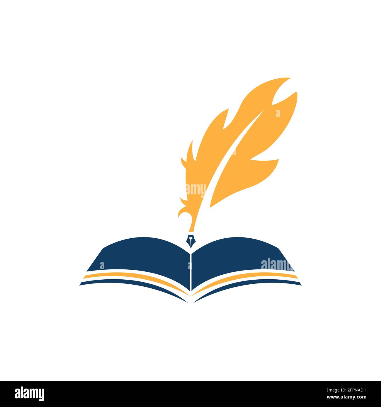 Open book and quill outline icon. linear style sign for mobile concept and web design. Book and feather pen simple line vector icon. Symbol, logo illu Stock Vector