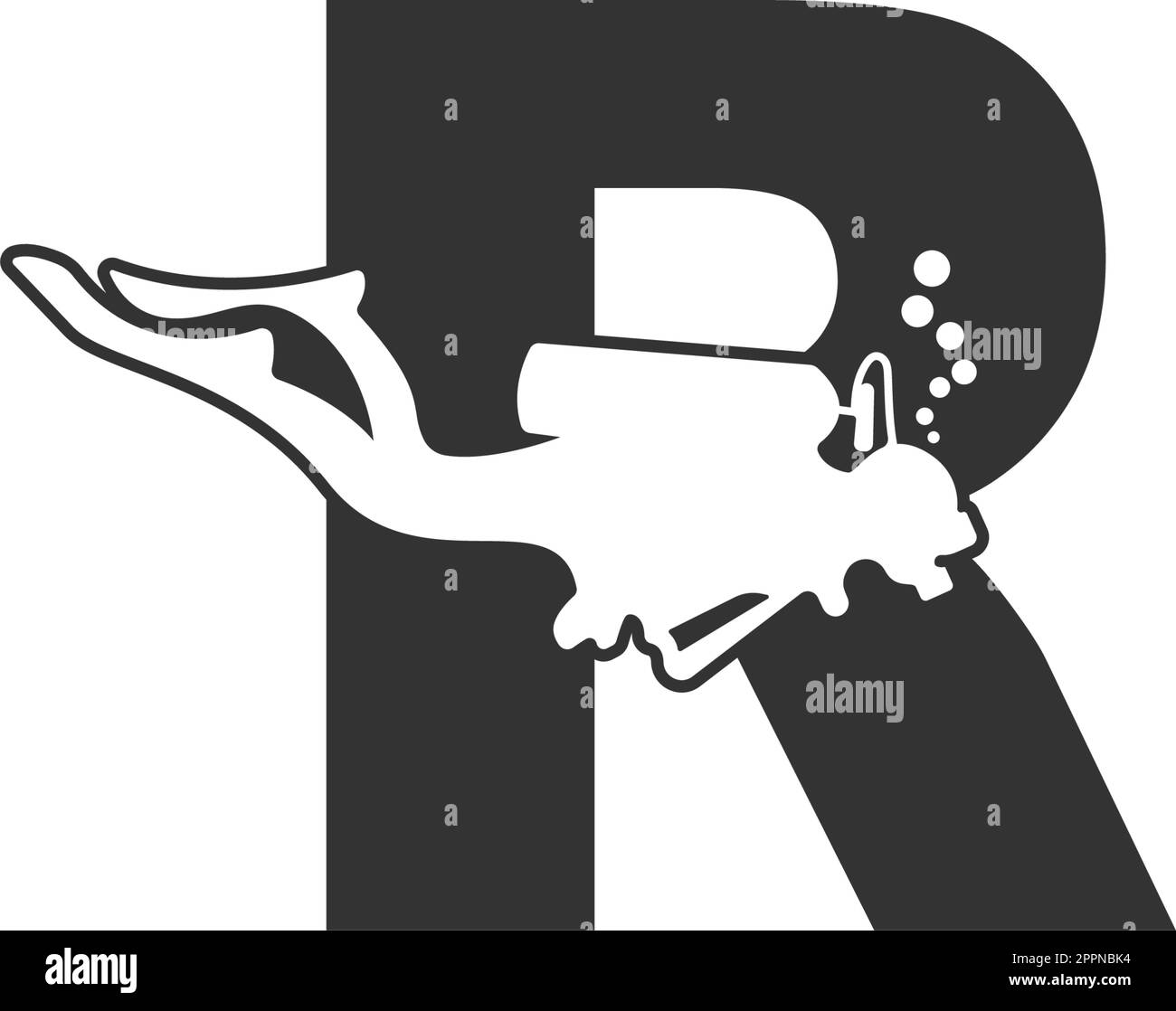 Letter R and someone scuba, diving icon illustration Stock Vector Image ...