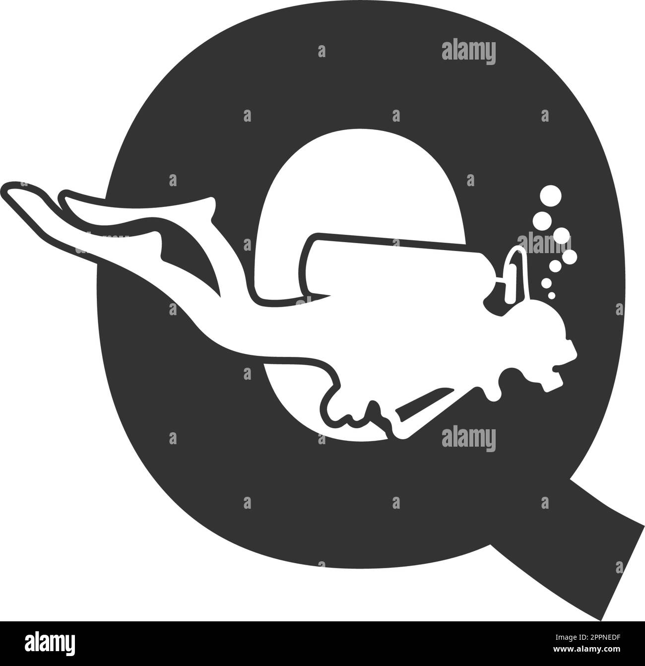 Letter Q and someone scuba, diving icon illustration Stock Vector Image ...