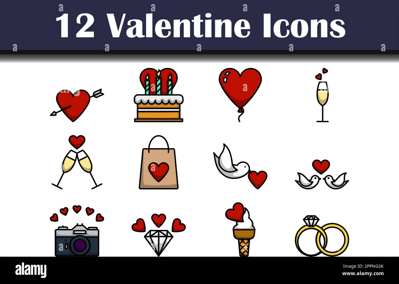 Valentine Icon Set Stock Vector Image & Art - Alamy