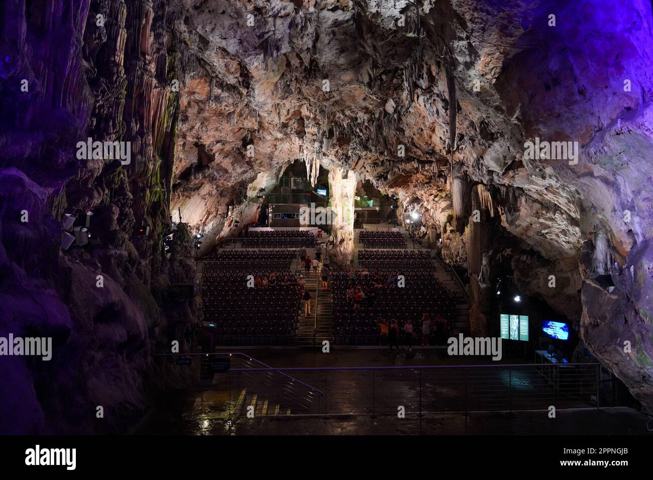 Underground theater inside Saint Michael's cave in the Rock of