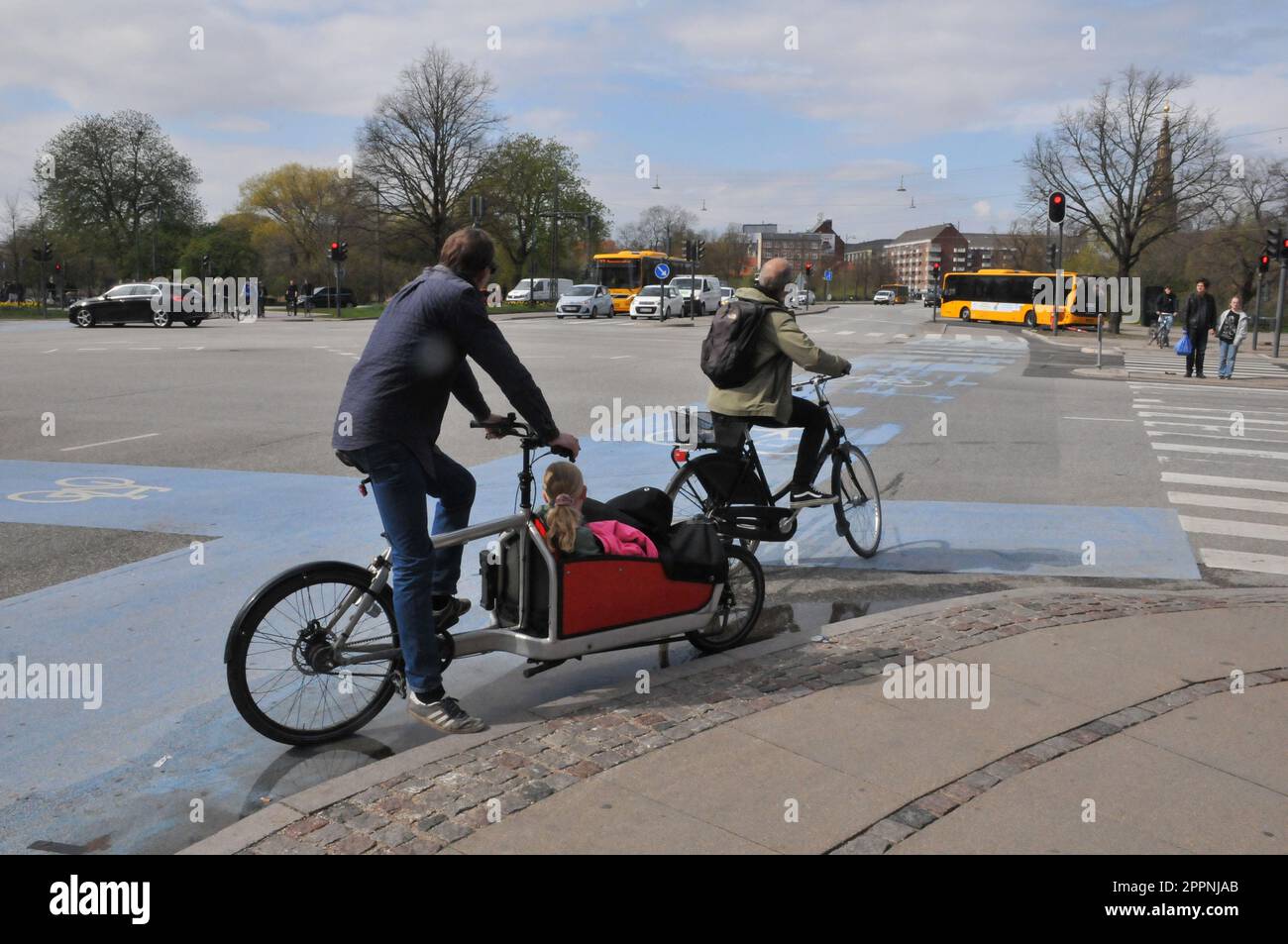 Copenhagen /Denmark/24 April 2023/ Danes ride bieks on bike lane in
