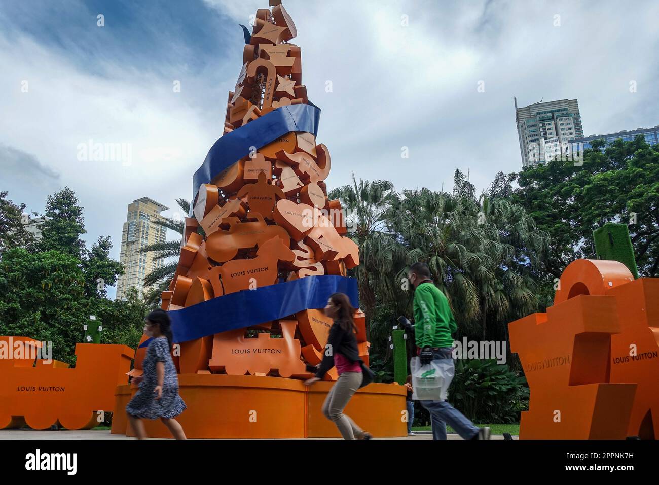 Louis Vuitton's Christmas tree marks the 1st year anniversary of the luxury brand flagship store in the Ayala Mall, Manila, Philippines Stock Photo