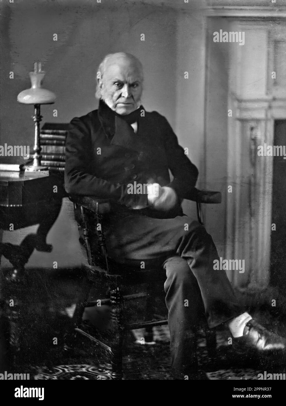 John Quincy Adams (1767-1848), portrait by Philip Haas, 1843. This daguerrotype is the earliest known photograph of an American President. Stock Photo