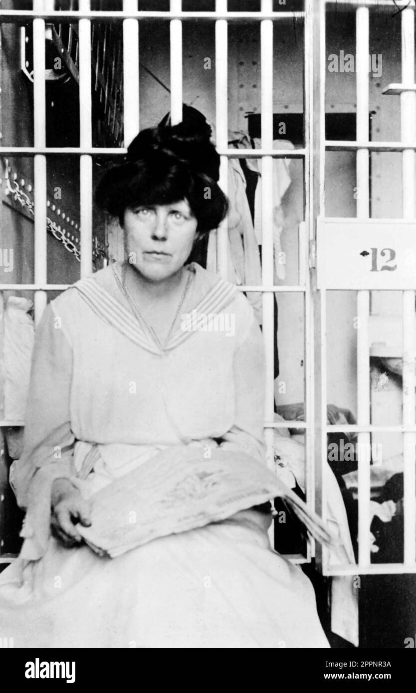 Lucy Burns. Portrait of the American suffragist and women's rights activist, Lucy Burns (1879-1966) in jail in 1917. Photograph by Harris and Ewing. Stock Photo