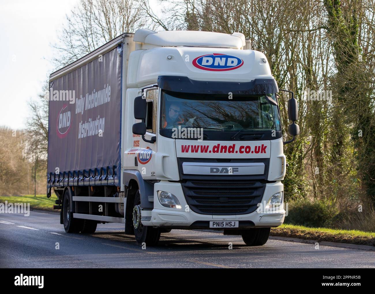 Stony Stratford, Bucks, UK - Feb 9th 2023. 2015 DAF Trucks CF 220 FA white diesel lorry Stock Photo