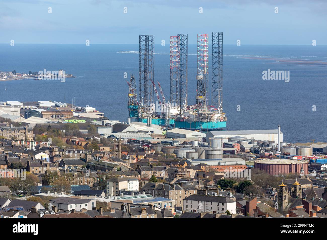 Looking towards Dundee Docks from Dundee Law. Stock Photo