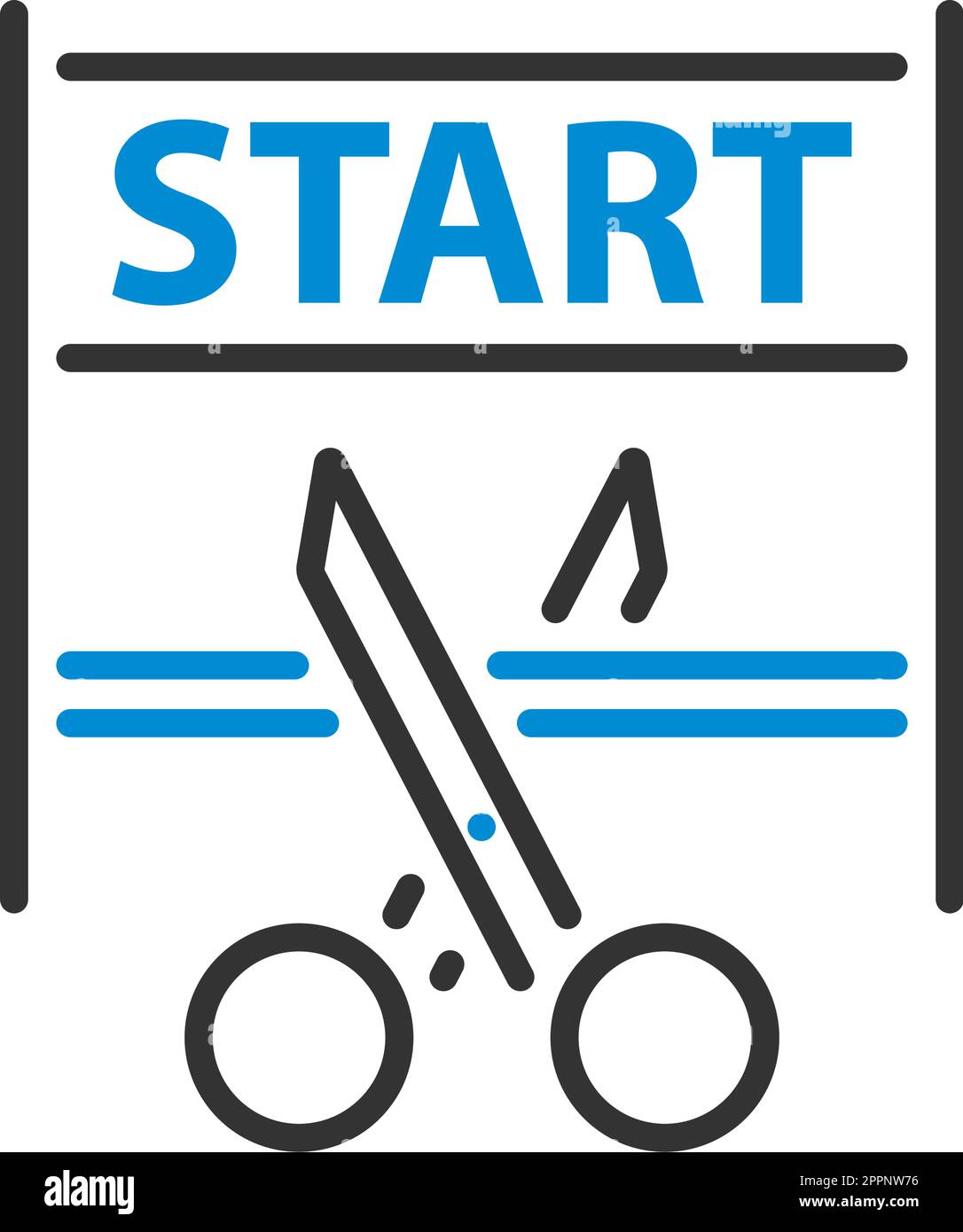 Scissors Cutting Tape Icon Stock Vector