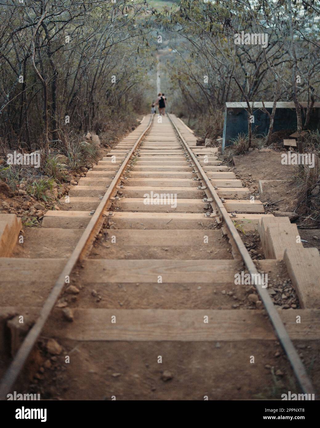 Looking down the railroad steps at Koko Head Crater Hike on Oahu