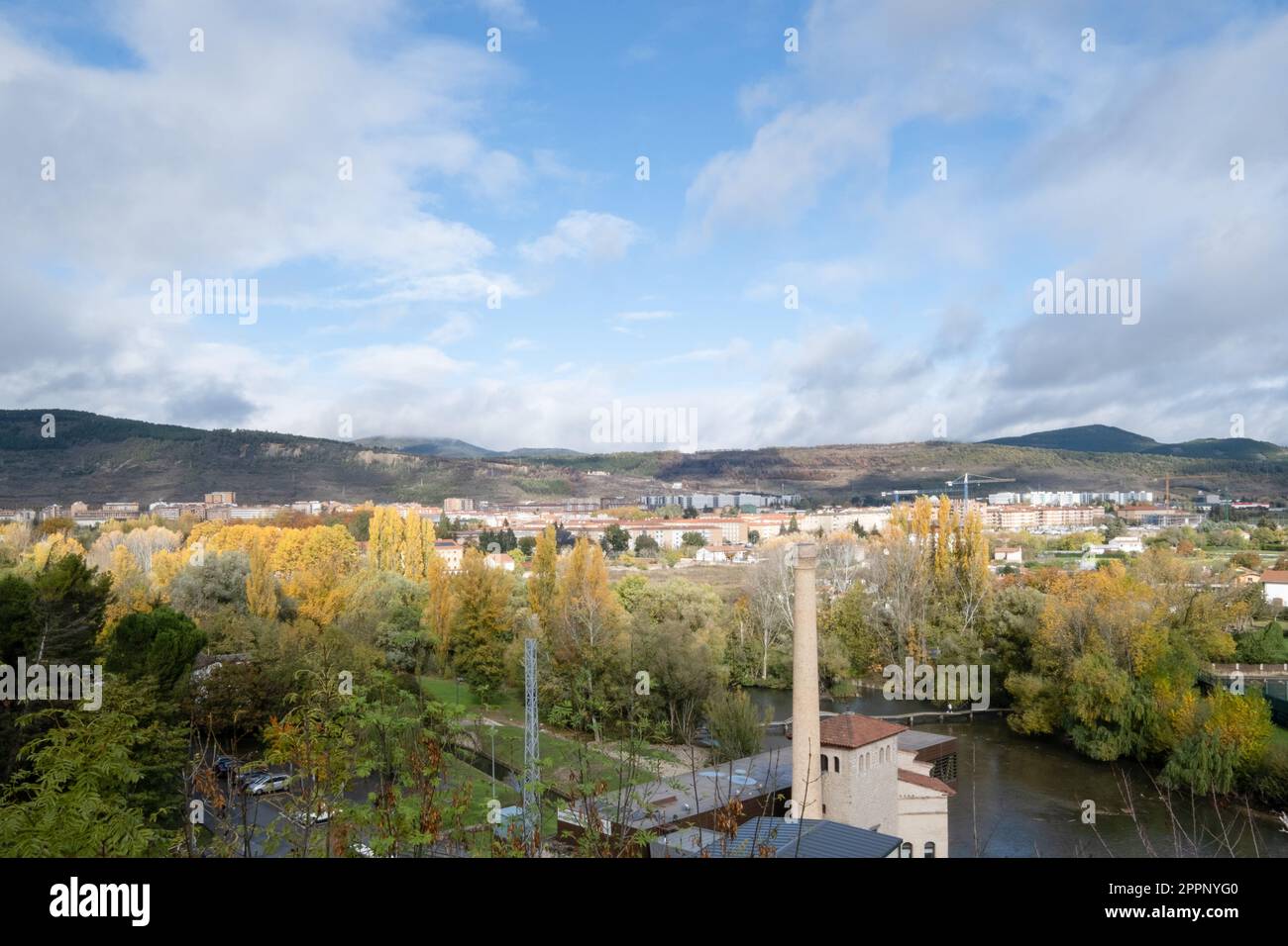 View from the park at the Centro de Interpretación de las Fortificaciones de Pamplona in autumn, Pamplona, Basque Country Stock Photo