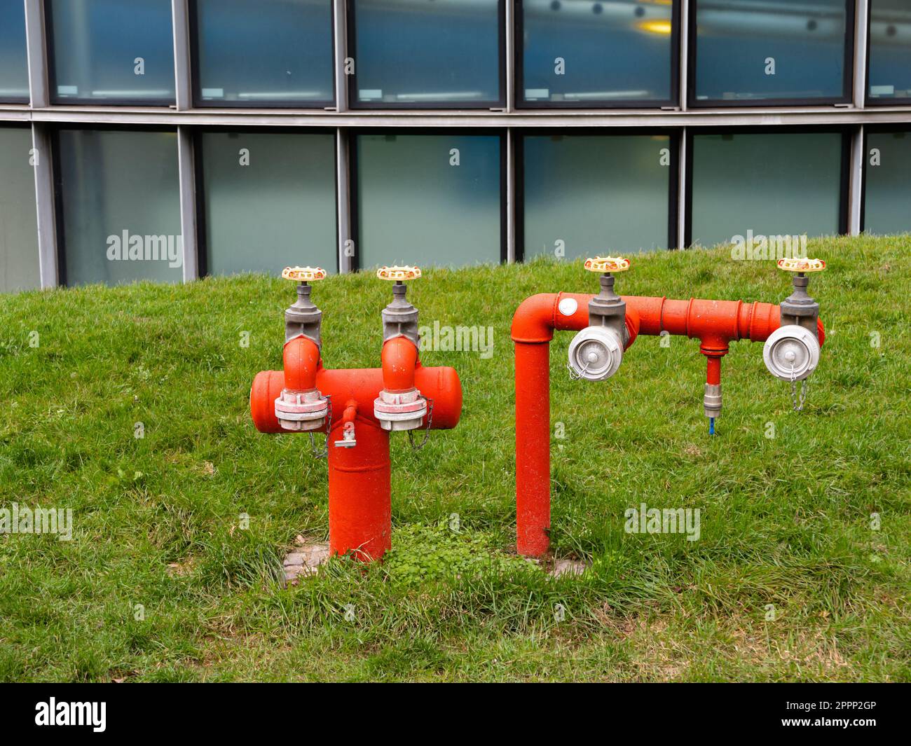 Outdoor water installation in Frankfurt for extinguishing fires Stock Photo