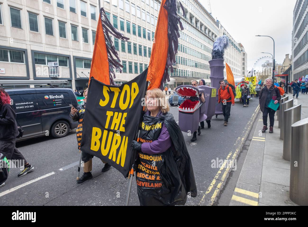 London, UK. 24 Apr 2024. A procession from the Department for Energy