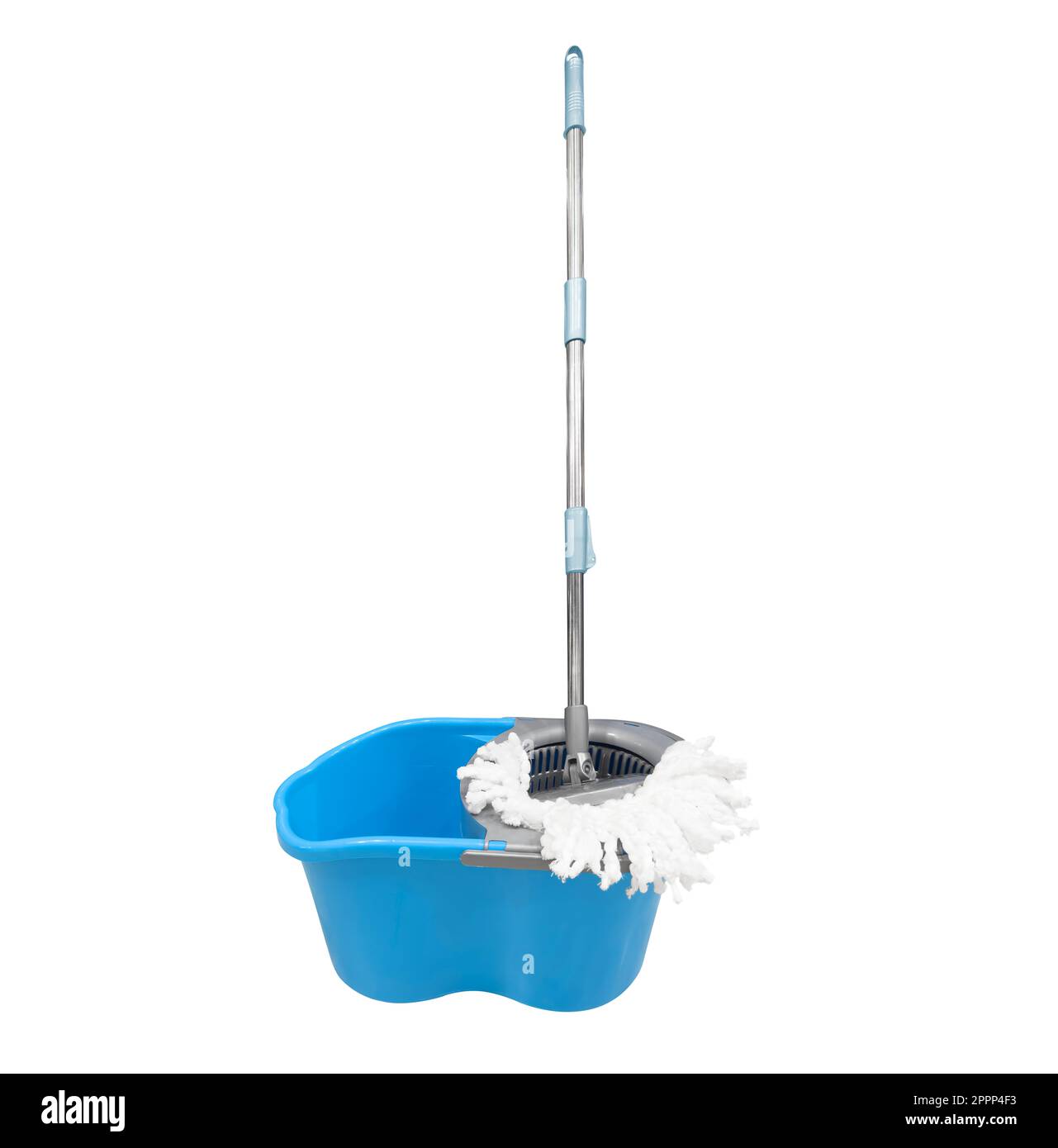 Mop and bucket for cleaning floors isolated on white background