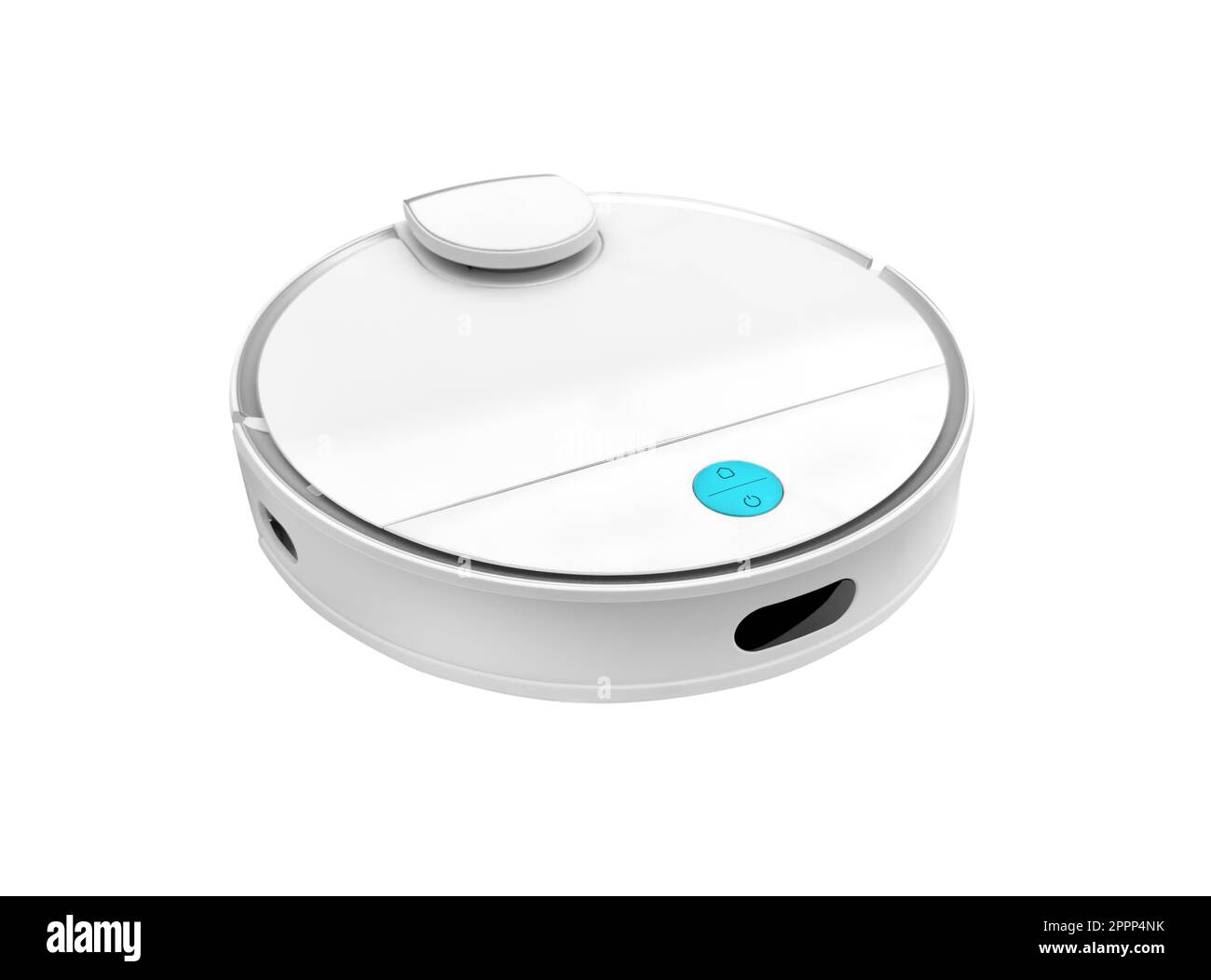 Modern autonomous smart robot vacuum cleaner. Selfpropelled cleaning robot. Floor cleaning