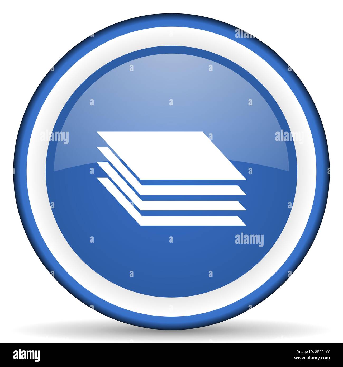 Layers glossy web icon, blue circle button isolated on white background Stock Photo