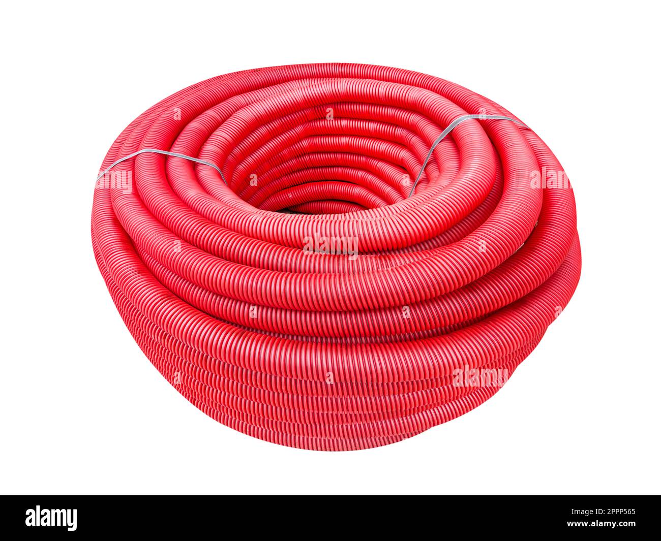 HDPE corrugated pipe isolated on white background. Protection