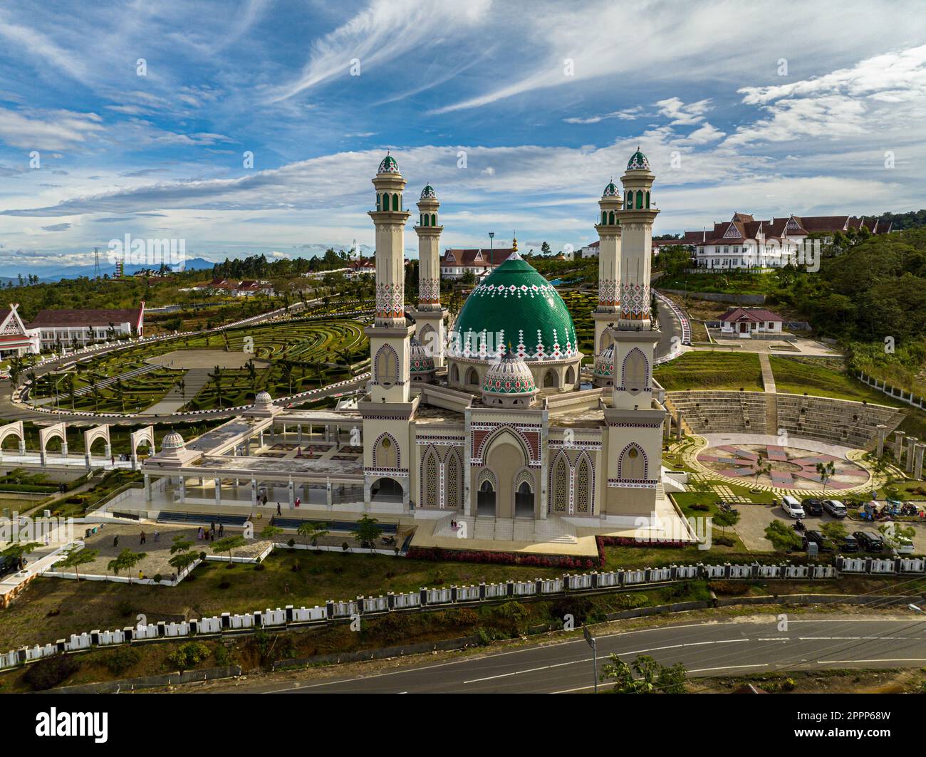 Beautiful mosque in Sumatra. Masjid Agung Syahrun Nur Tapanuli Selatan. Indonesia. Stock Photo