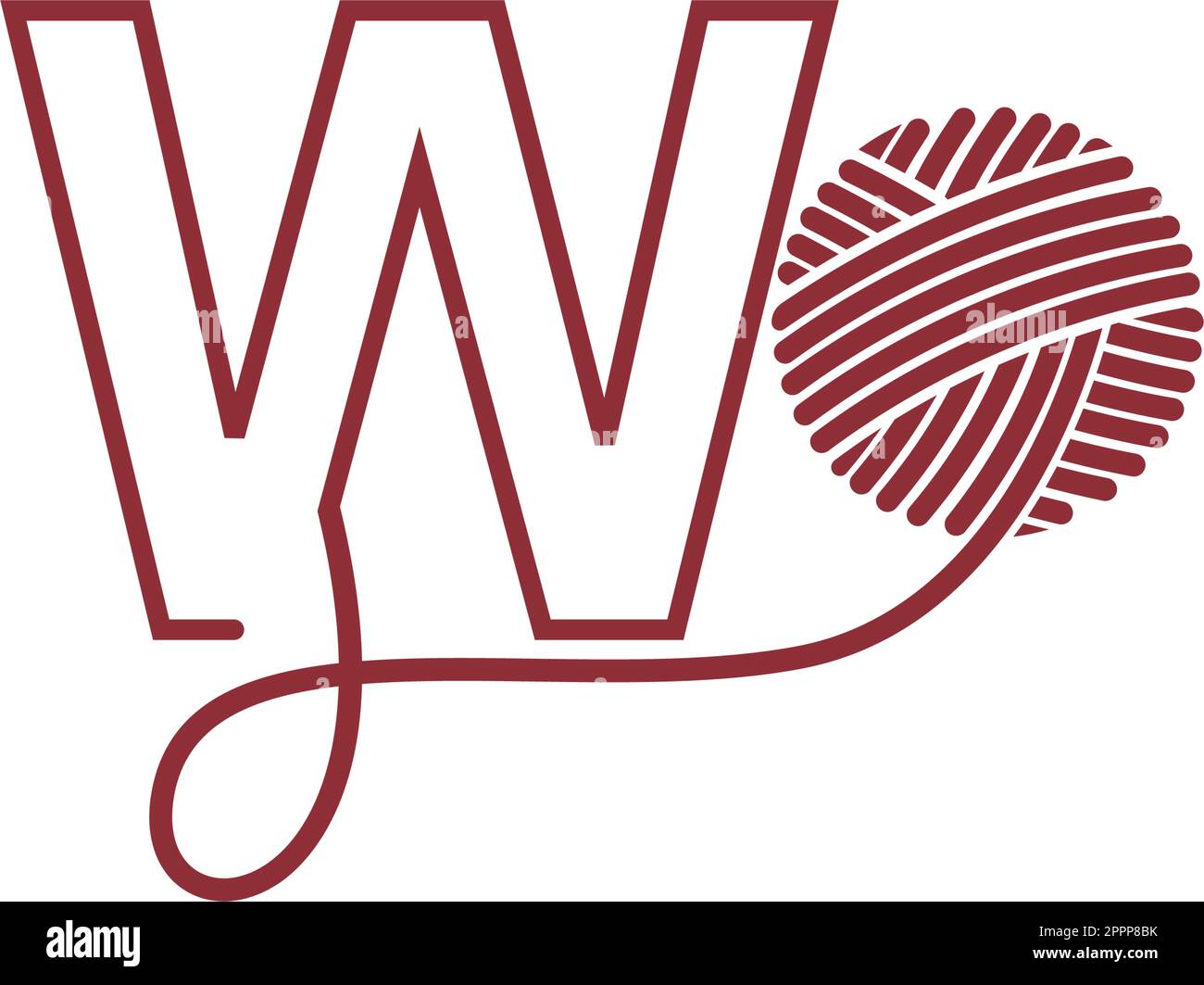 Letter W and skein of yarn icon design illustration Stock Vector