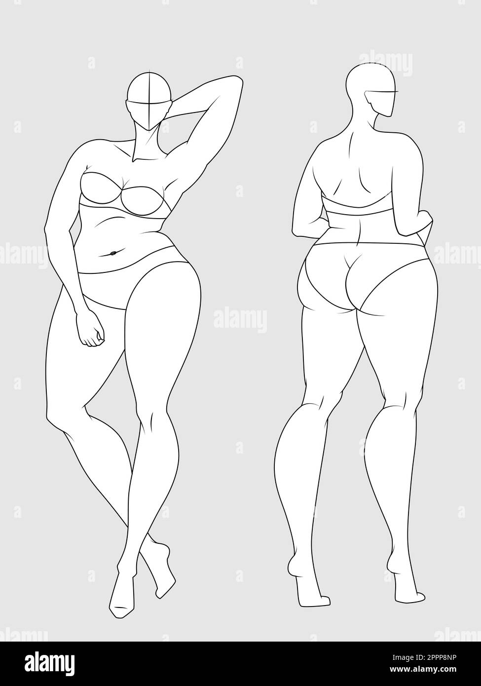 Plus Size 10 Heads Fashion Figure Templates Stock Vector Image & Art